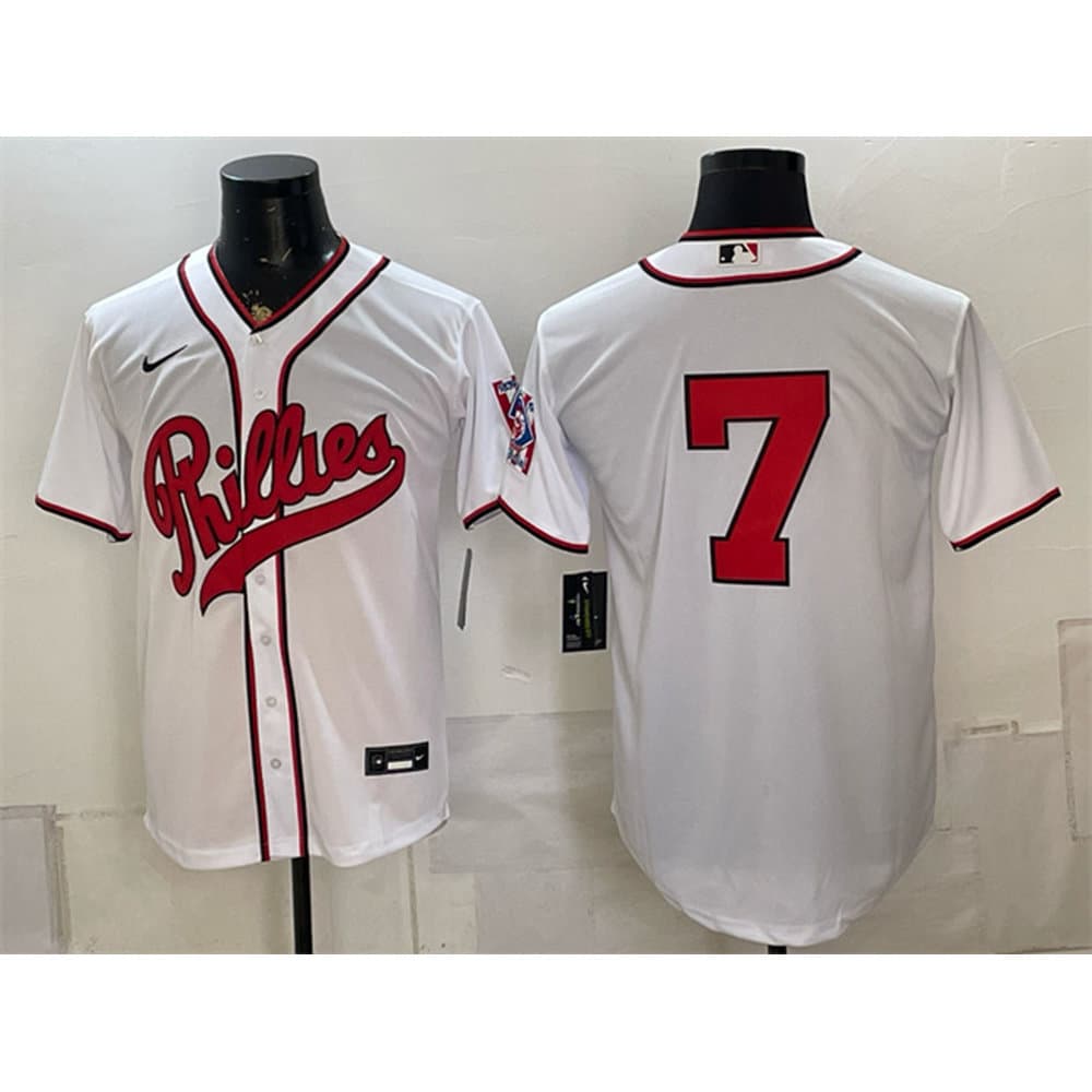 Men's Philadelphia Phillies #7 Trea Turner White 2026 Field of Dreams Stadium Jersey