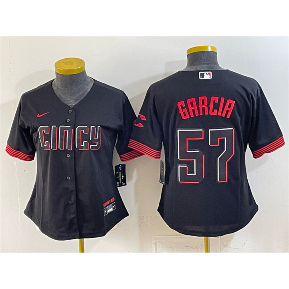 Women's Cincinnati Reds #57 Julian Garcia Black City Connect Jersey