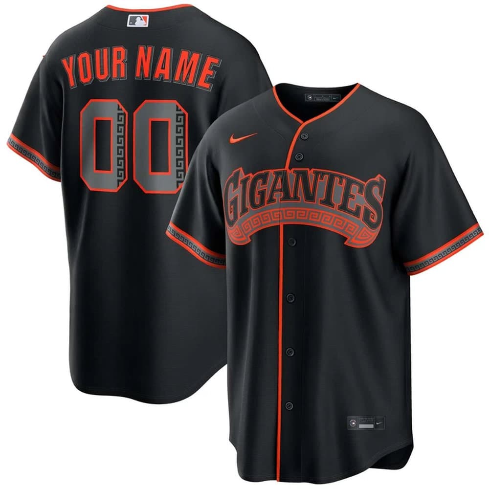 Men's San Francisco Giants Black Alternate Gigantes Custom Jersey