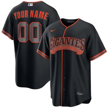 Men's San Francisco Giants Black Alternate Gigantes Custom Jersey