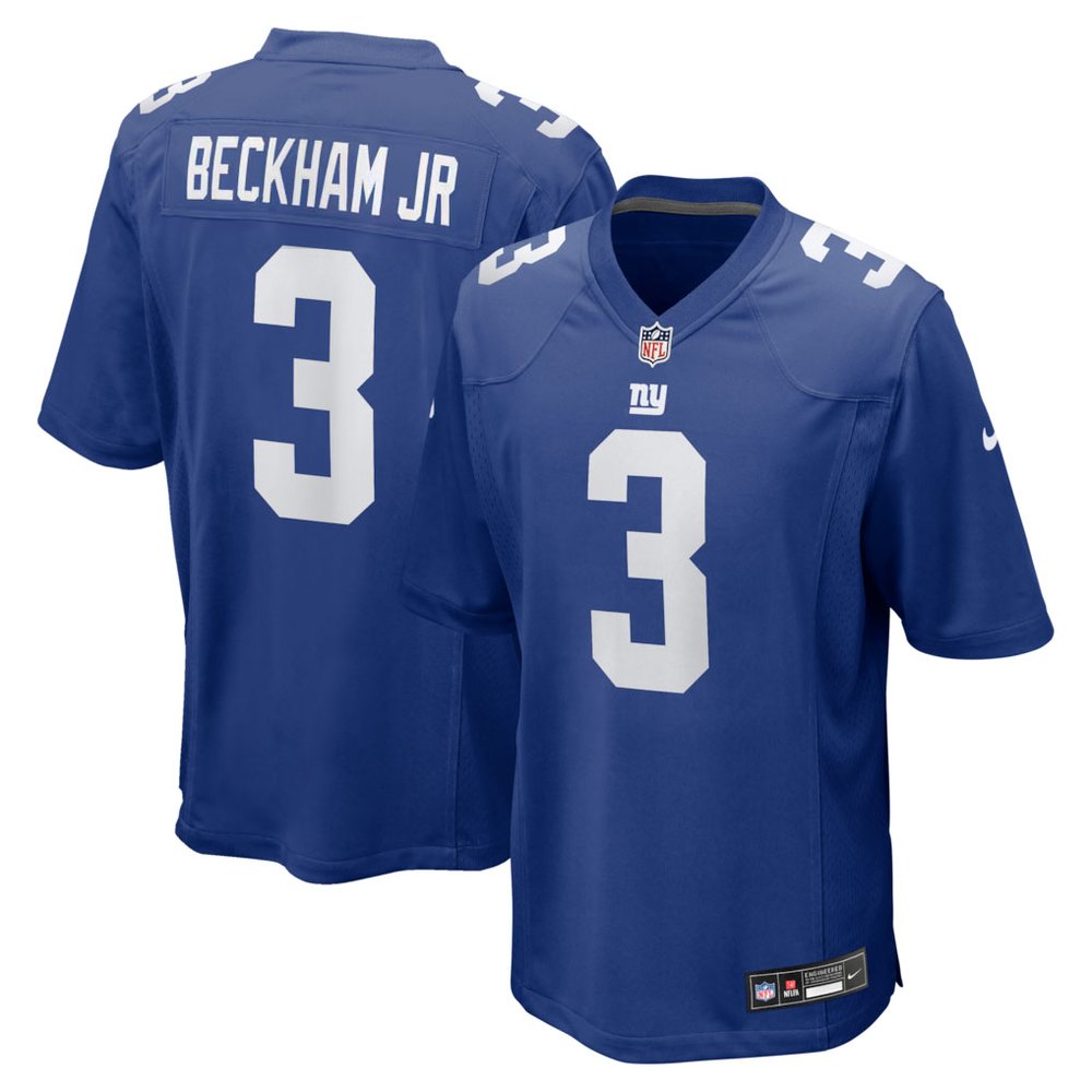 Men's New York Giants #3 Odell Beckham Jr. Nike Royal Team Game Jersey