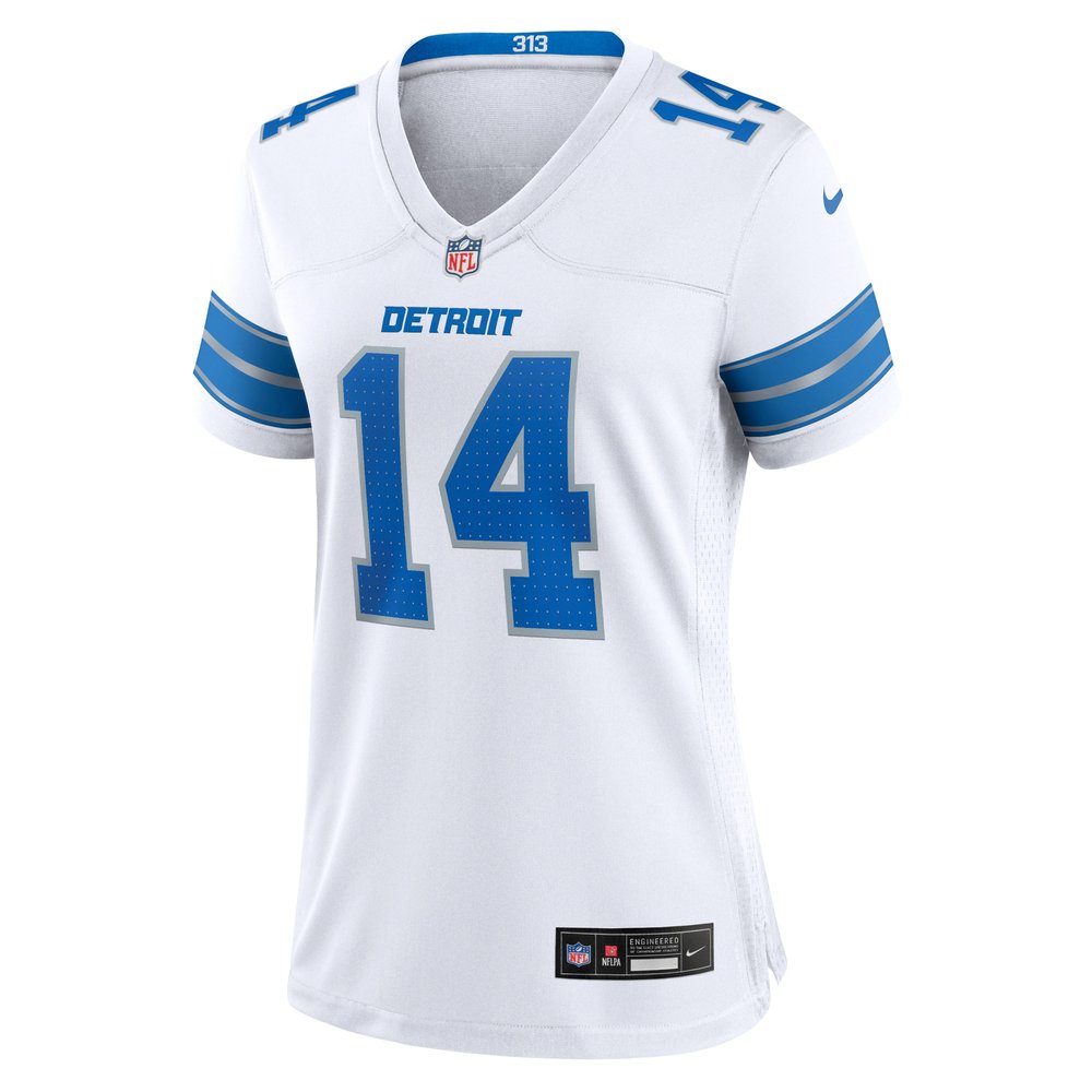 Women's Detroit Lions #14 Amon-Ra St. Brown White White Game Jersey Women's Detroit Lions #14 Amon-Ra St. Brown White White Game Jersey