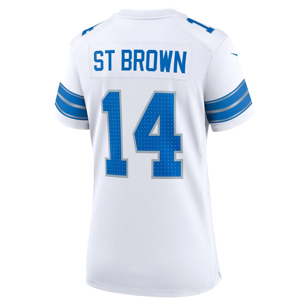 Women's Detroit Lions #14 Amon-Ra St. Brown White White Game Jersey Women's Detroit Lions #14 Amon-Ra St. Brown White White Game Jersey