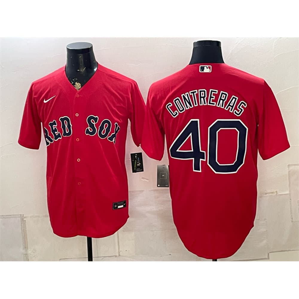 Men's Boston Red Sox #40 Willson Contreras Red Cool Base Stitched Baseball Jersey