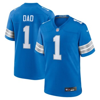 Men's Detroit Lions Number 1 Dad Blue Game Jersey Men's Detroit Lions Number 1 Dad Blue Game Jersey