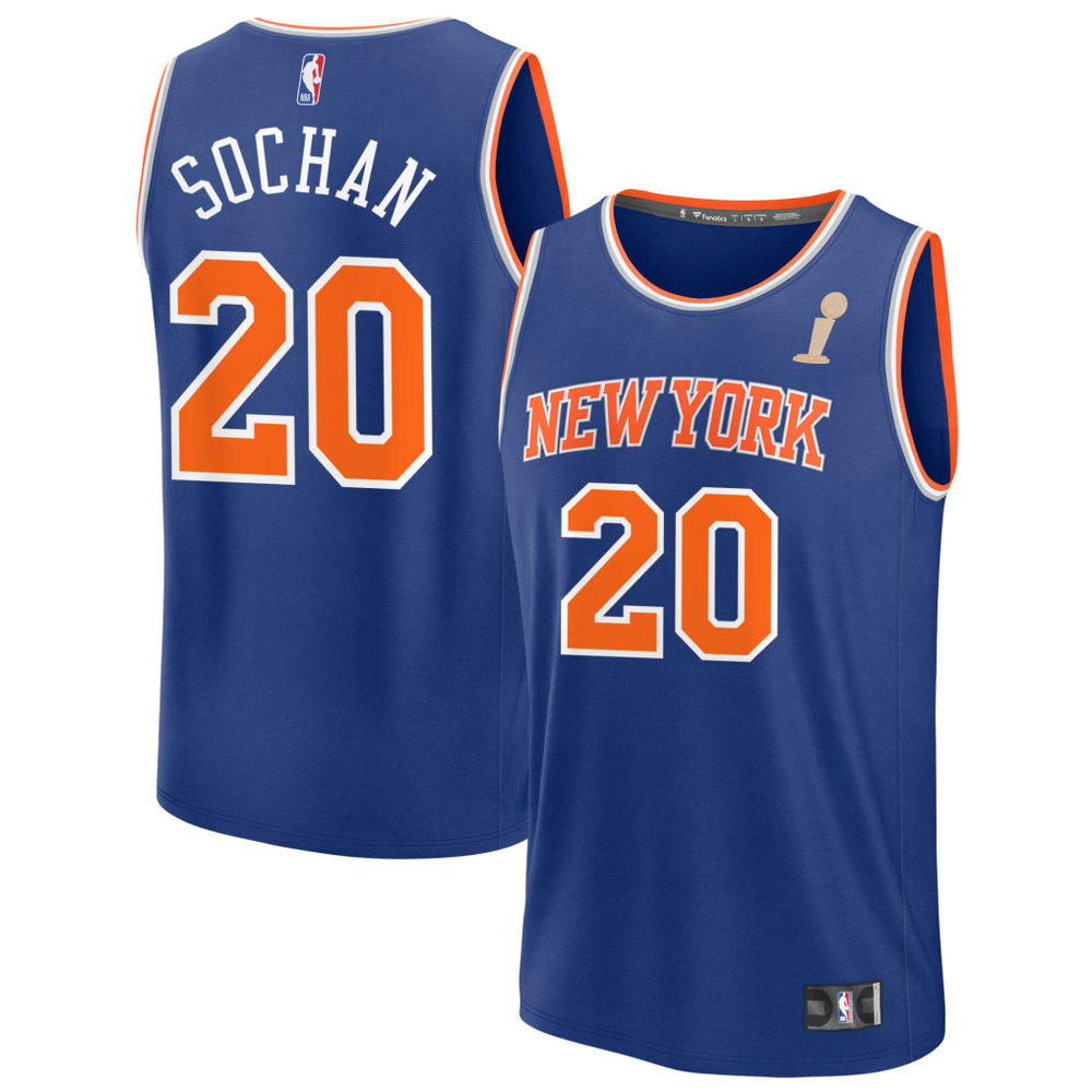 Women's New York Knicks #20 Jeremy Sochan Blue 2026 NBA Finals Champions Fast Break Icon Edition Jersey