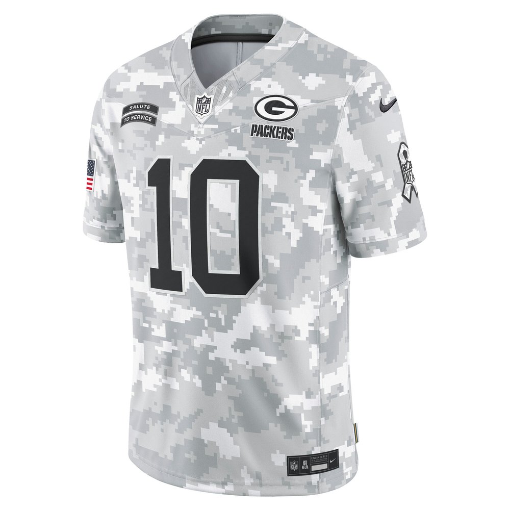 Men's Green Bay Packers #10 Jordan Love Arctic Camo 2024 Salute to Service Limited Jersey