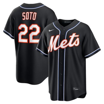 Men's New York Mets #22 Juan Soto Fashion Replica Black Out Jersey