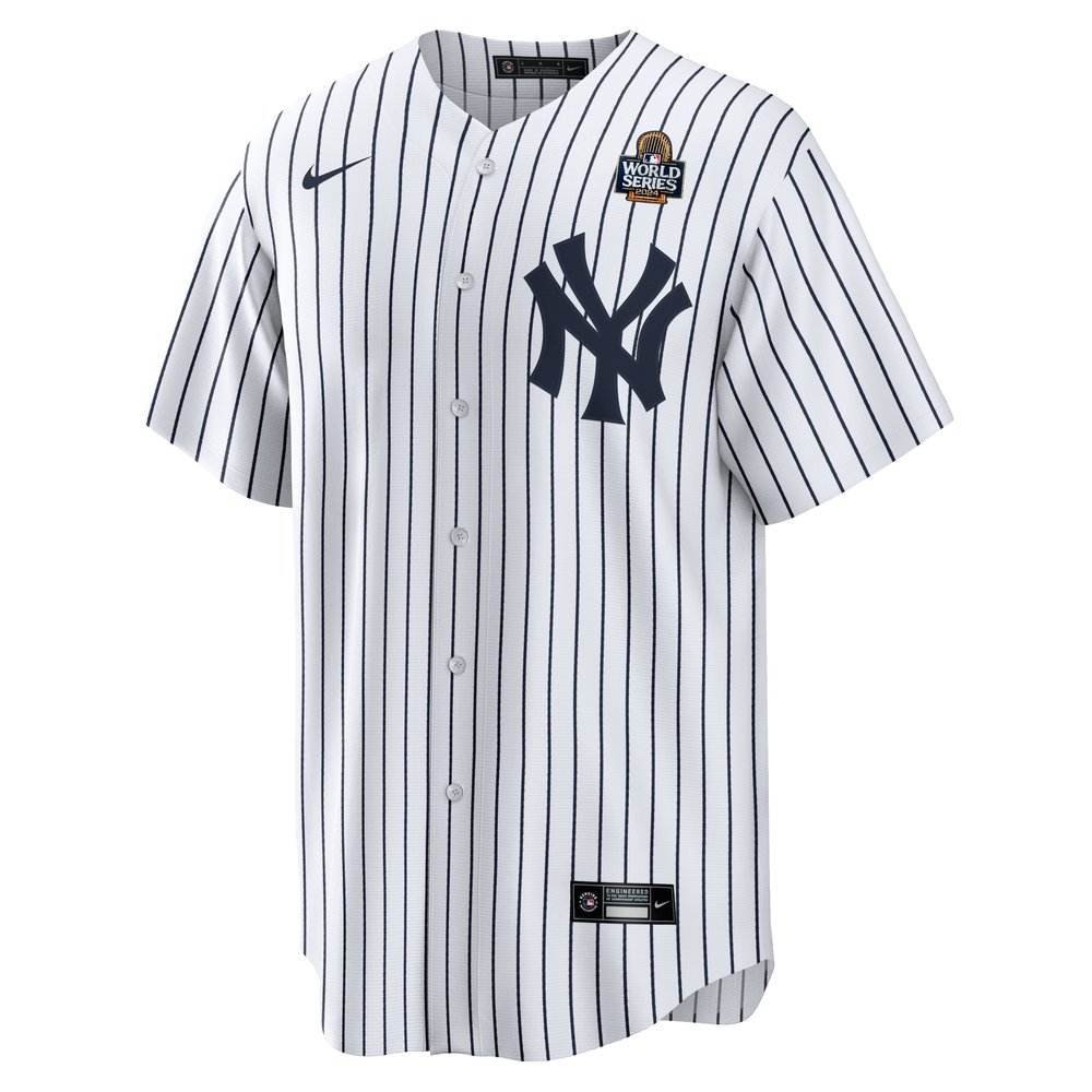 Men's New York Yankees #99 Aaron Judge White 2024 World Series Home Replica Player Jersey