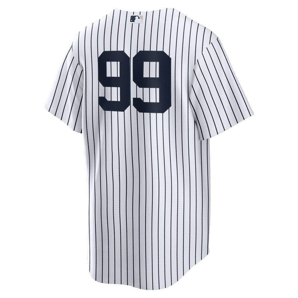 Men's New York Yankees #99 Aaron Judge White 2024 World Series Home Replica Player Jersey