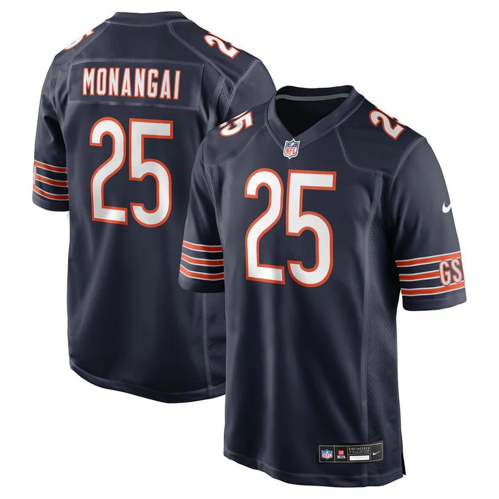 Men's Chicago Bears #25 Kyle Monangai Navy Game Jersey