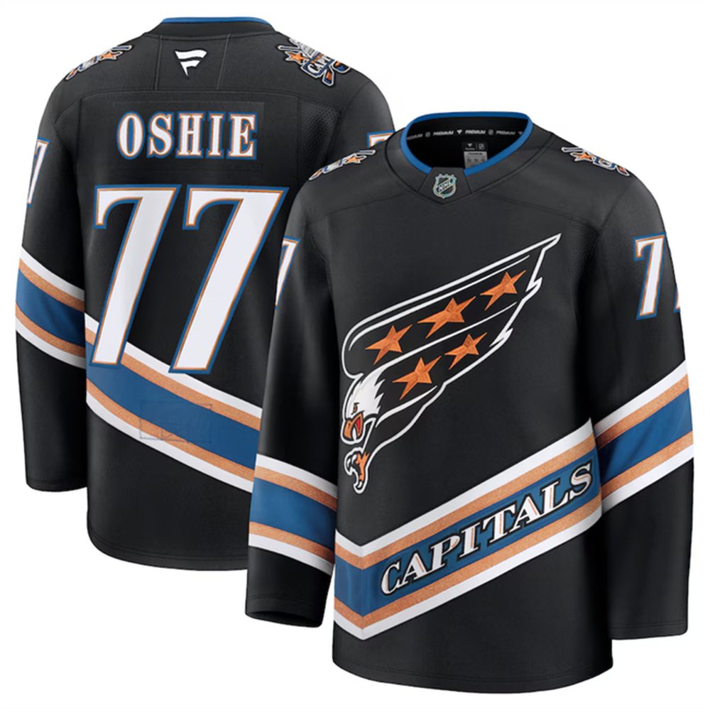 Youth Washington Capitals #77 TJ Oshie Black 2024-25 Alternate Stitched Hockey Jersey Youth Washington Capitals #77 TJ Oshie Black 2024-25 Alternate Stitched Hockey Jersey