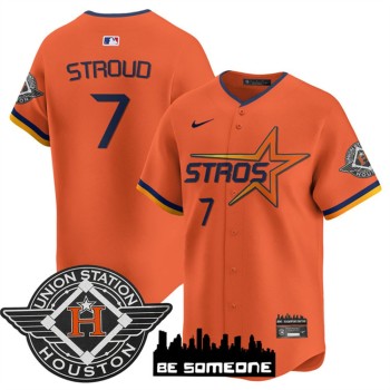 Youth Houston Astros #7 C.J. Stroud Orange 2025 City Connect Limited Stitched Baseball Jersey