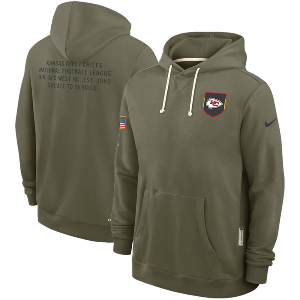Men's Kansas City Chiefs Olive 2025 Salute to Service Pullover Hoodie Men's Kansas City Chiefs Olive 2025 Salute to Service Pullover Hoodie