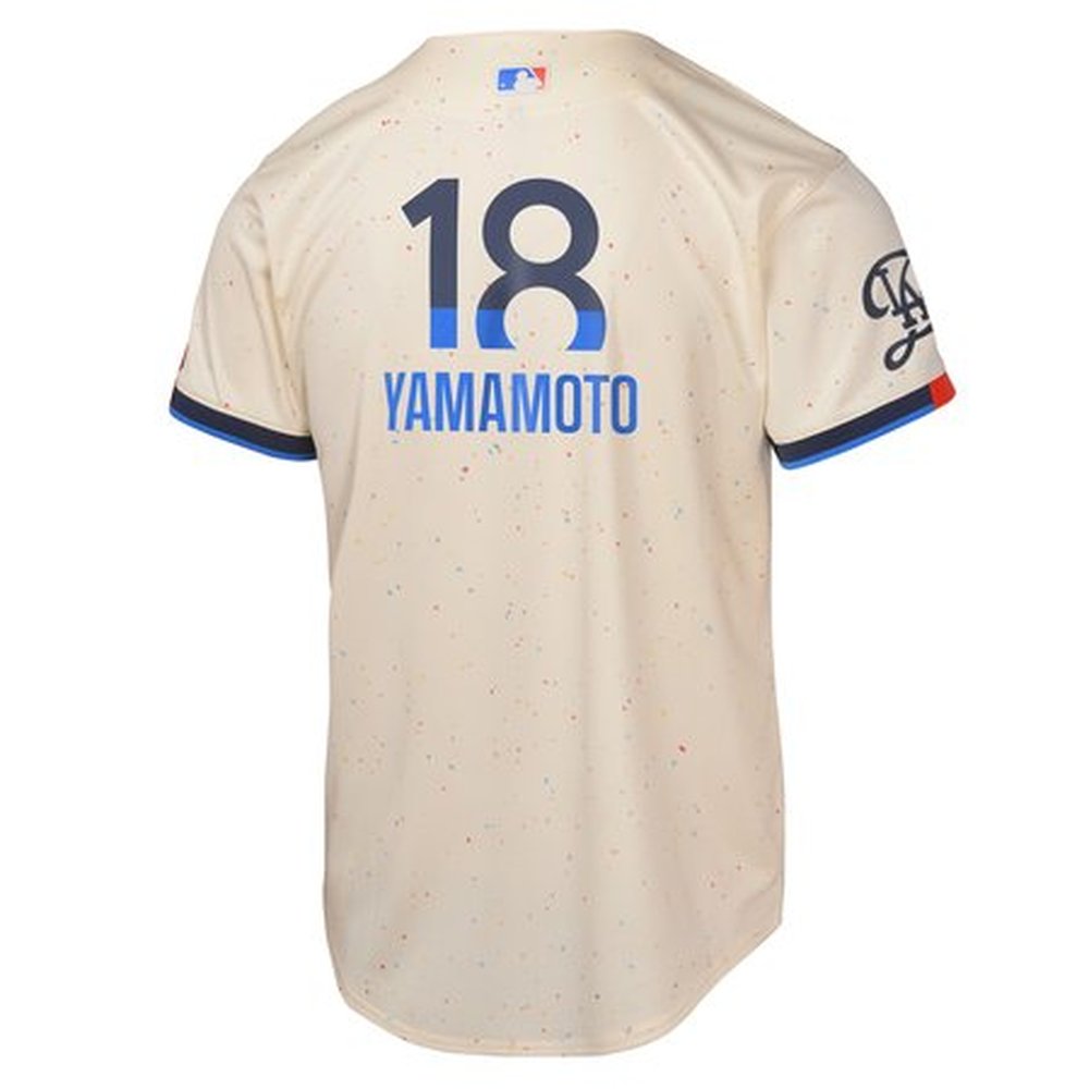 Youth Los Angeles Dodgers #18 Yoshinobu Yamamoto Cream 2024 City Connect Limited Player Jersey