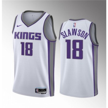 Men's Sacramento Kings #18 Jalen Slawson White 2023 Draft Association Edition Stitched Jersey