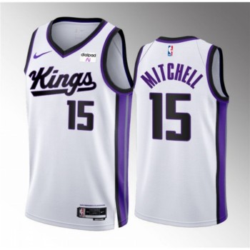 Men's Sacramento Kings #15 Davion Mitchell White 2023/24 Association Edition Stitched Basketball Jersey