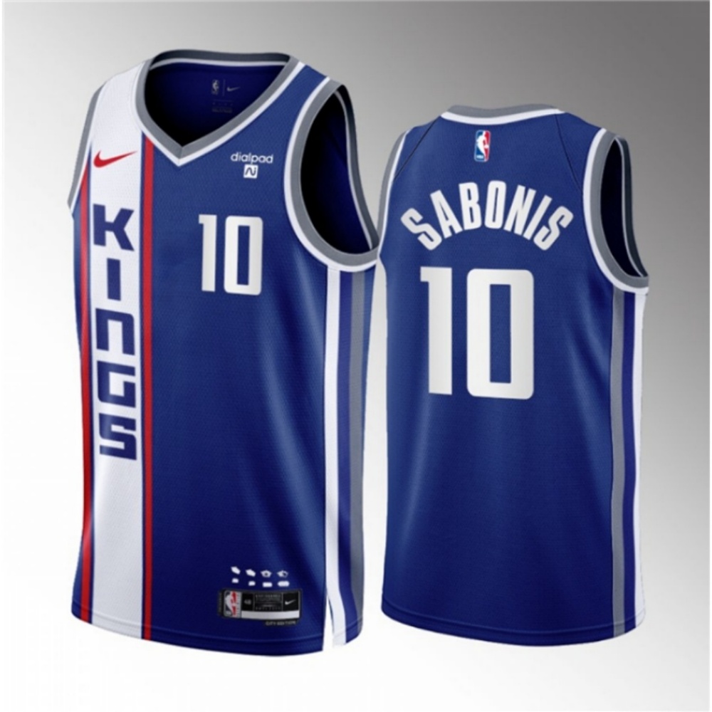 Men's Sacramento Kings #10 Domantas Sabonis Blue 2023/24 City Edition Stitched Basketball Jersey