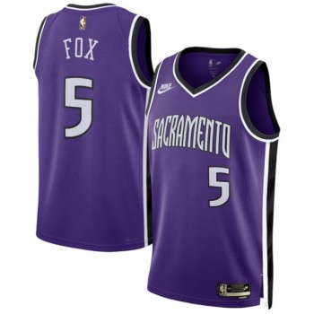 Men's Sacramento Kings #5 De'Aaron Fox Blue 2024/25 Classic Edition Swingman Stitched Basketball Jersey