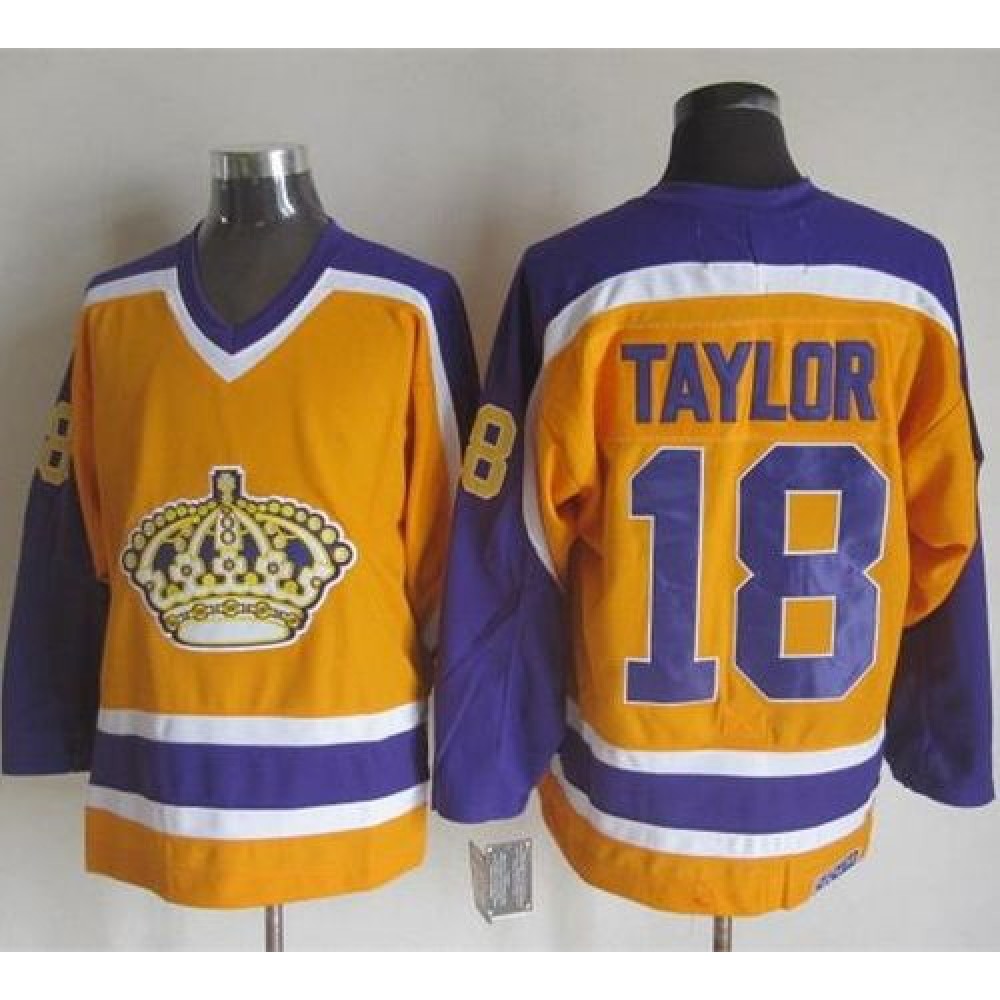Kings #18 Dave Taylor Yellow/Purple CCM Throwback Stitched NHL Jersey
