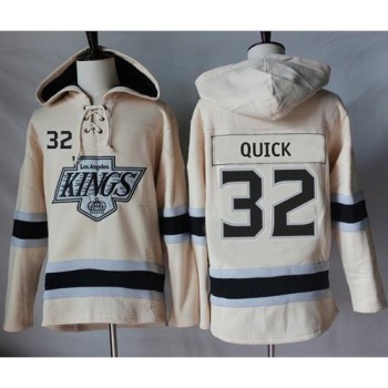 Kings #32 Jonathan Quick Cream Sawyer Hooded Sweatshirt Stitched NHL Jersey Kings #32 Jonathan Quick Cream Sawyer Hooded Sweatshirt Stitched NHL Jersey
