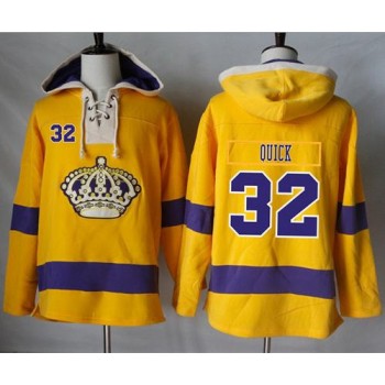 Kings #32 Jonathan Quick Gold Sawyer Hooded Sweatshirt Stitched NHL Jersey Kings #32 Jonathan Quick Gold Sawyer Hooded Sweatshirt Stitched NHL Jersey