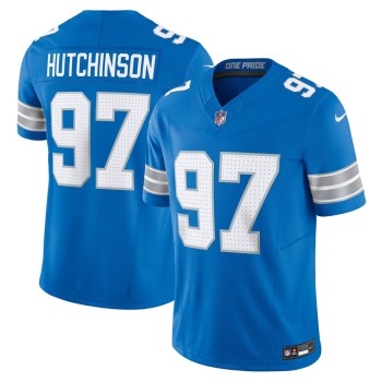 Men's Detroit Lions #97 Aidan Hutchinson Blue Vapor F.U.S.E. Limited Jersey Men's Detroit Lions #97 Aidan Hutchinson Blue Vapor F.U.S.E. Limited Jersey