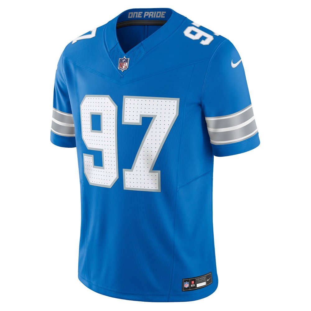 Men's Detroit Lions #97 Aidan Hutchinson Blue Vapor F.U.S.E. Limited Jersey Men's Detroit Lions #97 Aidan Hutchinson Blue Vapor F.U.S.E. Limited Jersey