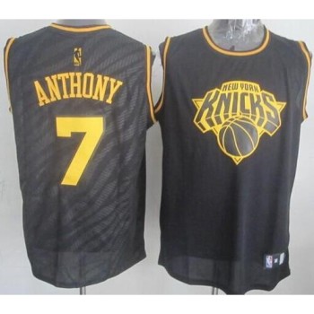 Knicks #7 Carmelo Anthony Black Precious Metals Fashion Stitched NBA Jersey