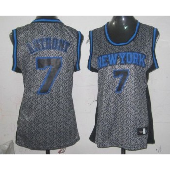 Knicks #7 Carmelo Anthony Grey Women's Static Fashion Stitched NBA Jersey
