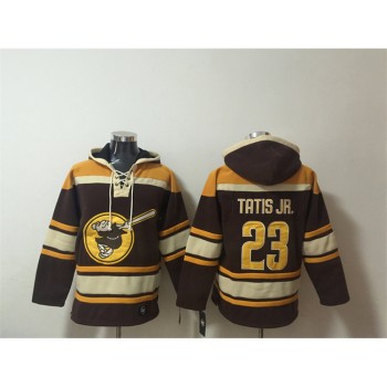 Men's San Diego Padres #23 Fernando Tatis Jr. Brown Ageless Must-Have Lace-Up Pullover Hoodie