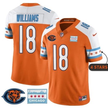 Youth Chicago Bears #18 Caleb Williams Orange Alternate City Edition With Chicago Flag Vapor F.U.S.E. Untouchable Limited Jersey