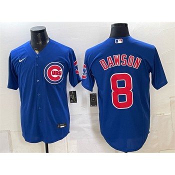 Men's Chicago Cubs #8 Andre Dawson Royal Baseball Jersey