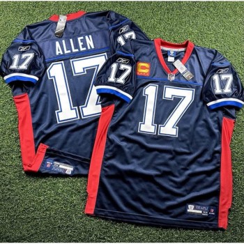 Men's Buffalo Bills #17 Josh Allen Navy 4-Star C Patch Stitched Football Jersey