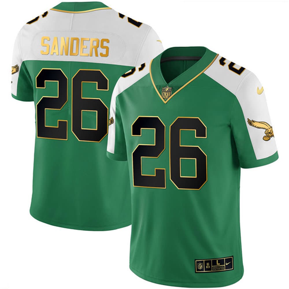 Men's Philadelphia Eagles #26 Miles Sanders Kelly Green Alternate Gold Vapor Limited Jersey