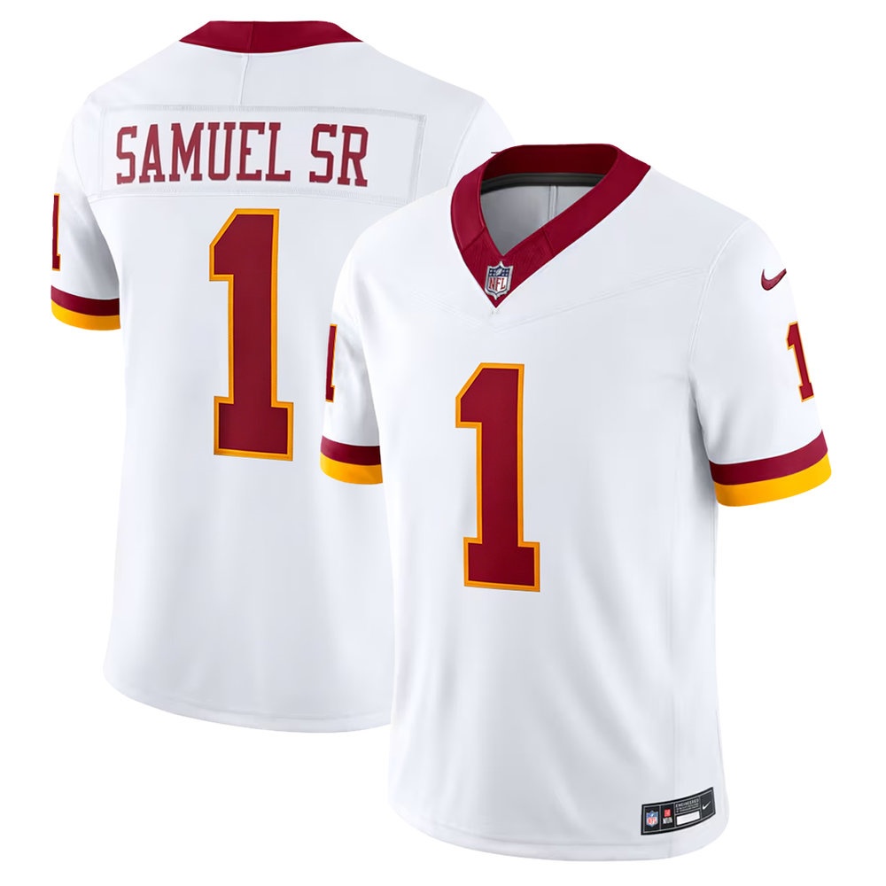 Men's Washington Commanders #1 Deebo Samuel Sr White Super Bowl Era Vapor F.U.S.E. Sewn Down Limited Jersey