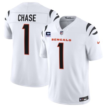 Men's Cincinnati Bengals #1 Ja'Marr Chase White 2026 2-Star C Patch Vapor F.U.S.E. Untouchable Limited Jersey Men's Cincinnati Bengals #1 Ja'Marr Chase White 2026 2-Star C Patch Vapor F.U.S.E. Untouchable Limited Jersey