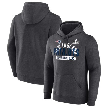 Men's New England Patriots Heather Charcoal Super Bowl LX Game Plan Hoodie