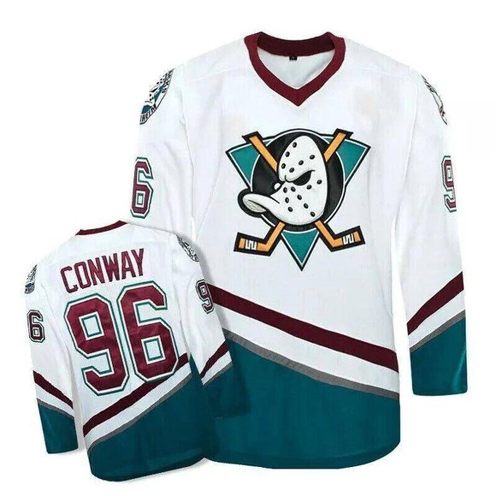 Men's Anaheim Ducks #96 Charlie Conway White Stitched Premium Jersey Men's Anaheim Ducks #96 Charlie Conway White Stitched Premium Jersey