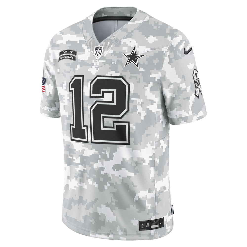 Men's Dallas Cowboys Roger Staubach Arctic Camo 2024 Salute to Service Retired Player Limited Jersey