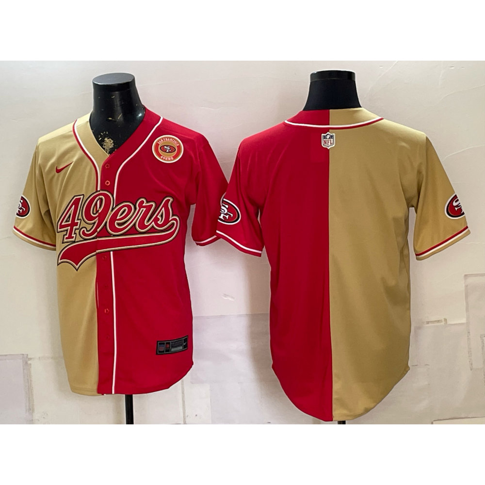 Men's San Francisco 49ers Red Split Cool Base Stitched Baseball Jersey