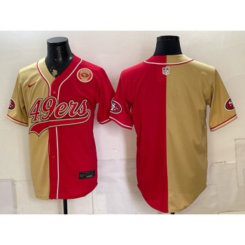 Men's San Francisco 49ers Red Split Cool Base Stitched Baseball Jersey Men's San Francisco 49ers Red Split Cool Base Stitched Baseball Jersey