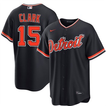 Men's Detroit Tigers #15 Max Clark Navy Alternate Baseball Jersey
