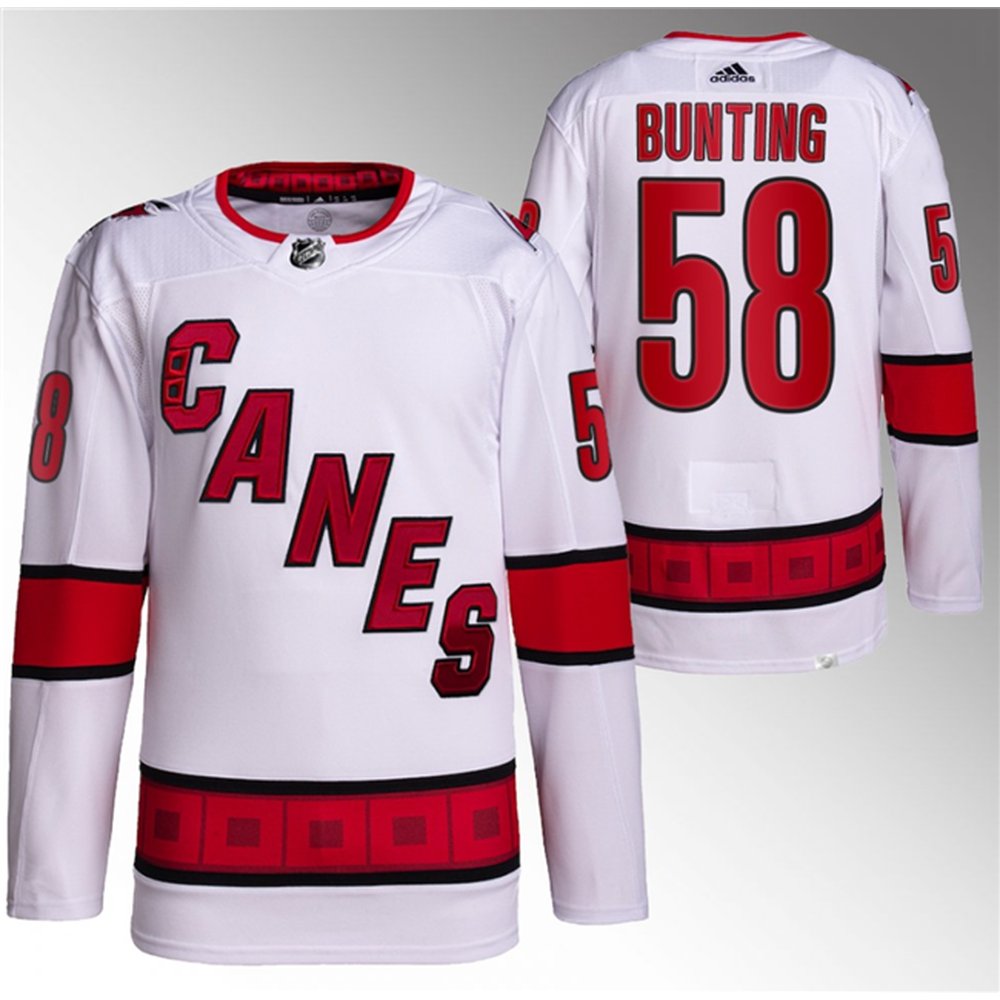 Men's Carolina Hurricanes #58 Michael Bunting White Stitched Premium Jersey