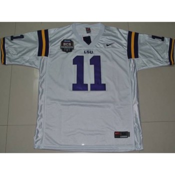 LSU Tigers #11 Spencer Ware White 2012 BCS Championship Patch Stitched NCAA Jersey