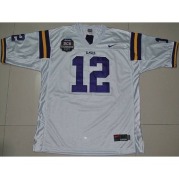 LSU Tigers #12 Jarrett Lee White 2012 BCS Championship Patch Stitched NCAA Jersey LSU Tigers #12 Jarrett Lee White 2012 BCS Championship Patch Stitched NCAA Jersey