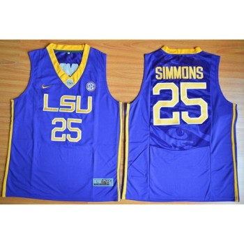LSU Tigers #25 Ben Simmons Purple Basketball Stitched NCAA Jersey
