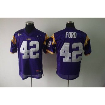 LSU Tigers #42 Michael Ford Purple Stitched NCAA Jersey
