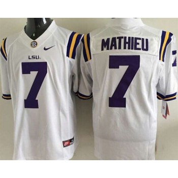 LSU Tigers #7 Tyrann Mathieu White Stitched NCAA Jersey