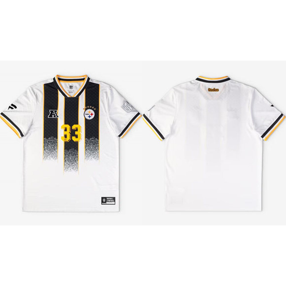 Men's Pittsburgh Steelers #33 White Football x Football V-Neck Jersey